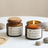 Bougie parfumée artisanale en cire de soja ambre verte, pot en verre avec couvercle en liège, écologique, 85g 3oz, pour Diwali et Pâques