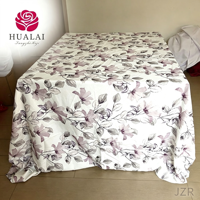 Nappe ronde en polyester et lin imprimé damassé noir et blanc HuaLai pour la décoration de la maison, des banquets et des fêtes, résistante aux plis, vente en gros