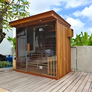 Sauna et bain à remous hybride en bois massif pour 4 à 6 personnes, moderne, pour villa, extérieur, noir, infrarouge, bain de glace, personnalisation du pont de bain - Product Image 6