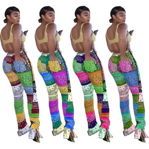 2020 nuovo Disegno di Modo Delle Donne Fessura del Lato <span class=keywords><strong>Pantaloni</strong></span> <span class=keywords><strong>Lunghi</strong></span> di Stile Africano di Stampa Dalla Fasciatura <span class=keywords><strong>Pantaloni</strong></span> - Product Image 1