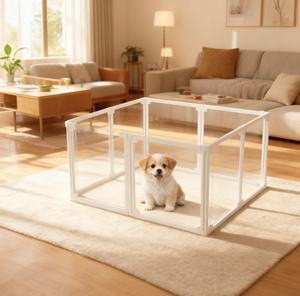 Clôture de sécurité transparente panoramique pour animaux de compagnie de petite taille, 120 cm, en plastique, motif de tente, bouton pour une utilisation en intérieur - Product Image 2