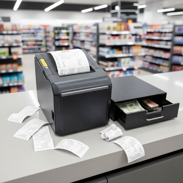 80mm Direct Thermal Kitchen Receipt POS Printer with Sound Alarm USB LAN Wi-Fi for in Stock Restaurant Use