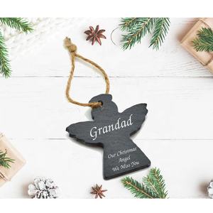 Ornement de Noël d'extérieur en pierre naturelle créative, personnalisé, en <span class=keywords><strong>ardoise</strong></span> noire, avec base suspendue et gravure imprimée, vente en gros - Product Image 3