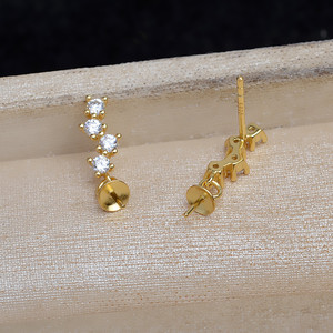 Boucle d'oreille de luxe en argent S925 JG5954, accessoires de bricolage pour bijoux en perles, plateau vide semi-fini 10-13 pour la fabrication de bijoux - Product Image 3