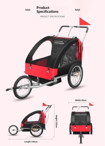 <span class=keywords><strong>Remolque</strong></span> de <span class=keywords><strong>Bicicleta</strong></span> Multifuncional para <span class=keywords><strong>Niños</strong></span>, Plegable, de Acero, con Doble Toldo, para Empujar con la Mano, para <span class=keywords><strong>Niños</strong></span> de 1 a 5 Años - Product Image 2