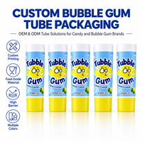 Tube d'emballage personnalisé pour chewing-gum, en aluminium et plastique de qualité alimentaire, avec bouchon à vis, imprimé UV, pour bonbons et snacks, 12,7-35 mm