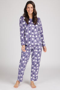 Pijamas de Felpa para Mujer, Estilo <span class=keywords><strong>Polar</strong></span>, Manga Larga, Estampado de Corazón, para Otoño y Primavera, Proveedor Directo de Fábrica - Product Image 3