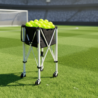 Chariot de rangement portable transfrontalier en alliage d'aluminium pour balles de tennis, conception pliable, capacité de 8 lb pour le tennis de table et le tennis