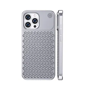 Aluminum phone case for iphone 14 pro case aromatherapy metal rimless heat sink iphone 13 mesh breathable case