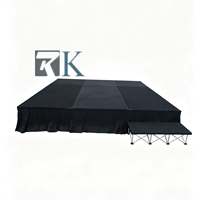 Scène mobile en aluminium et contreplaqué avec support en aluminium pour mariages, spectacles, expositions et événements musicaux