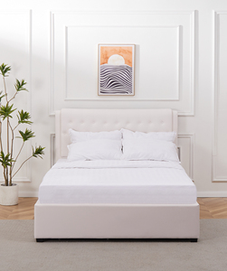 <span class=keywords><strong>Letto</strong></span> matrimoniale in stile europeo con testiera grigia a bottoni e contenitore estraibile grigio - Product Image 3