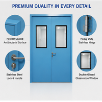 Porte de purification moderne en acier standard pour hôpital, adaptée aux laboratoires hospitaliers, porte de salle blanche insonorisée