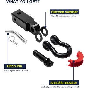 NOIR 2 pouces <span class=keywords><strong>attelage</strong></span> broche récepteur <span class=keywords><strong>D</strong></span> anneau manille robuste solide <span class=keywords><strong>3</strong></span>/4 ''manille support camion remorquage accessoires <span class=keywords><strong>attelage</strong></span> récepteur - Product Image 2