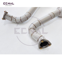 Ecnal pour Porsche 718 GT4 4.0L 2020+ Downpipe catalysé | Tuyau d'échappement catalytique à haut débit en acier inoxydable de 1,5 mm d'épaisseur