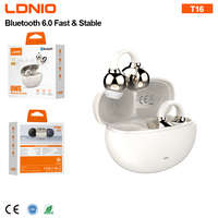 Audífonos LDNIO T16 OWS, Auriculares Inalámbricos de Oreja Abierta, Bluetooth 6.0, 24 Horas de Reproducción, Controlador de 12 mm, IPX4, Auriculares Deportivos, Nuevo Lanzamiento
