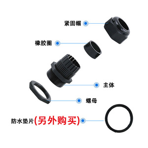 JIAF Cable Gland PG7 Nylon Threaded Connector 4-8mm Waterproof For Ordinary Cable Low Voltage - Product Image 1