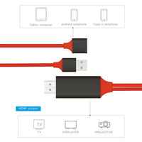 Câble universel USB vers HD 2M TV HDTV Câble adaptateur de projecteur pour iPhone/téléphone Android, câble audio vidéo pour projecteur TV