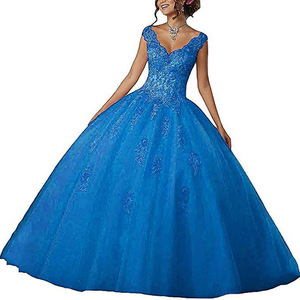Wedding Dress V-Neck Ball Gown Tulle Empire Waistline Formal Dress Candy Color Princess Style Red Green Blue Purple Mint Pink - Product Image 3