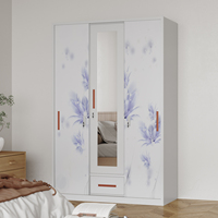 Armoire en métal d'usine personnalisée armoire à 3 portes armoire à vêtements maison chambre tiroir placard avec miroir