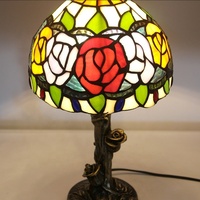 Lampe de bureau Tiffany en verre teinté LongHuiJing de 8 pouces, abat-jour en forme de rose coréenne, dôme AC E14