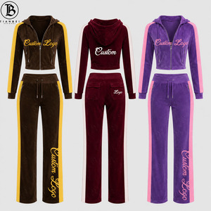 Completo Invernale in <span class=keywords><strong>Velluto</strong></span> a Due Pezzi per <span class=keywords><strong>Donna</strong></span>, Abbigliamento Personalizzato con Logo, Giacca a Maniche Lunghe con Cappuccio e Pantaloni, <span class=keywords><strong>Tuta</strong></span> da Casa per <span class=keywords><strong>Donna</strong></span> - Product Image 1