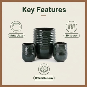 Pots de fleurs modernes <span class=keywords><strong>en</strong></span> céramique de grande taille <span class=keywords><strong>pour</strong></span> l'intérieur et l'extérieur, pots de bonsaï de jardin, trous de drainage, finition émaillée, jardinage, directement de l'usine - Product Image 5