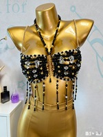 Soutien-gorge chaîne de corps sexy orné de strass et de perles, bralette en cristal faite à la main pour festival de musique estival, rave, plage, club, fête, bijoux