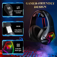 Casque de jeu filaire circum-auriculaire, lumière monochrome, 3,5 mm, pour PS4, ordinateur portable, avec microphone micro USB