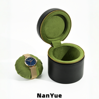 Kotak Jam Tangan Silinder Kulit PU Grosir dengan Ritsleting, Logo Kustom, Tempat Penyimpanan Jam Tangan, Kotak Kemasan Hadiah Perhiasan Portabel