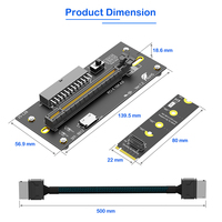 Kabel Riser PCI-e 4.0 X16 ke M.2 M-Key dengan Kartu Riser Oculink SFF-8612/8611 Sebagai Kartu Grafis Eksternal dengan PWR ATX 24pin
