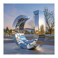 Sculpture en métal 3D polie en acier inoxydable, sculptures personnalisées pour parcs à thème modernes en plein air