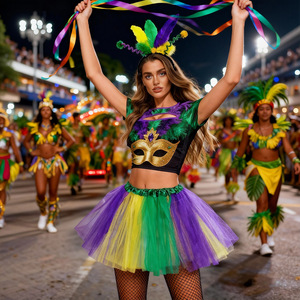 Brazilian Carnival Costume Set Women <b>Sequined</b> Feather Tricolor Fancy Dress Halloween <b>Party</b> Dance <b>Party</b> - Product Image 3