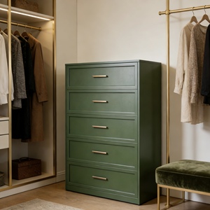 Moderne stalen crèmekleurige groene 5-ladenkast multifunctionele grote opbergkast voor woonkamer & slaapkamer - Product Image 5