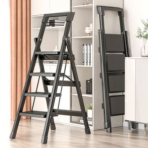 Échelle télescopique en métal pliante antidérapante rouge de 3 à 8 marches avec poignée pour la maison, l'entrepôt, le supermarché, la <span class=keywords><strong>salle</strong></span> de sport et l'extérieur. - Product Image 5