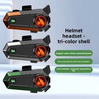 Headset Helm Motor Interkom Ganda 500M - Peredam Kebisingan ENC, Tahan Air IPX5, BT 5.3, Pengisian Daya Tipe-C untuk Berkendara di Luar Ruangan