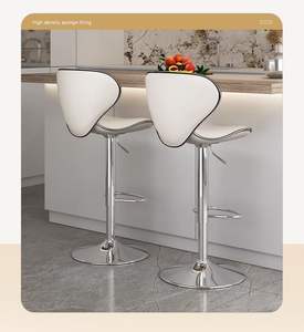 Sillas de <span class=keywords><strong>Cocina</strong></span> Ajustables en Altura de Cuero Blanco, Taburetes Altos Giratorios, Sillas de Bar - Product Image 5