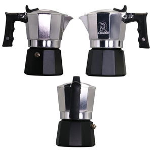 COLBRO <span class=keywords><strong>Cafetera</strong></span> Moka Moderna de Aluminio Negra y Plateada de 2 Tazas y 75 ml para Estufa, <span class=keywords><strong>Cafetera</strong></span> Espresso para Adultos - Product Image 4