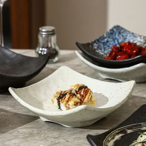 Japanese Restaurant Sushi <b>Plate</b> <b>Black</b> White Porcelain Rectangle Glazed Microwave Safe Appetizer <b>Plate</b> Sashimi Tray Kitchen Dish - Product Image 4