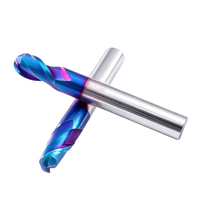 Fraise à queue sphérique en carbure HRC60 à 2 dents, revêtement TiSiN bleu, pour usinage d'acier moulé et d'acier allié sur routeur CNC