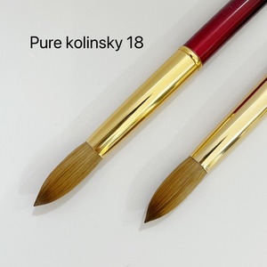 USA Professional 100% Kolinsky Acrylic Nail <b>Brush</b> Oval Premium Quality Crimped Ferrule Soft Metal Handle Sizes #16-#24 - Product Image 2