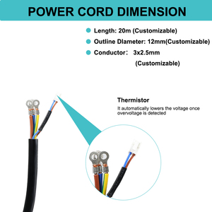 BS Industrial Equipment Power <b>Stripped</b> End UK Extension Cord with Surge Limiting Thermistor - Product Image 4