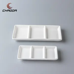 Korea 3-8 Inch Multi Compartment Sauces Dipping Dish Square And Straight Separate Plate Porcelain Luxury Ceramic Plates For Cafe