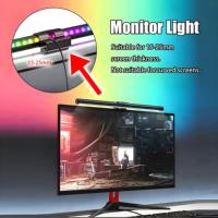 Lámpara LED RGBIC con Clip para Monitor de Computadora, Diseño Cilíndrico, Aluminio Moderno, Control Táctil, Negra, Colgante, para Oficina, USB, Ajustable, Alto CRI