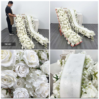 Ramillete de rosas blancas artificiales Real Touch, arreglo floral largo y colgante para decoración de arco de boda y mesa.