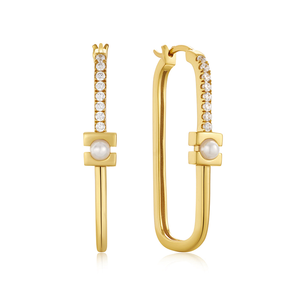 Nuevos Aretes Elegantes de Plata en Forma de U con Perlas Naturales, Estilo Minimalista para Mujer, Uso Diario - Product Image 1