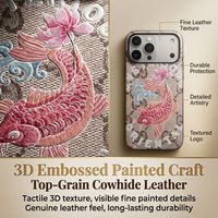 Funda de Cuero con Diseño Único y Relieve 3D Pintado para iPhone 17 Pro Max, Carcasa Trasera de Lujo