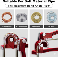 Alat Pembengkok Pipa Baja 3-in-1 Heavy Duty 180 Derajat dengan Gagang Baja, untuk Pipa Tembaga Aluminium HVAC 1/4" 5/16" 3/8", 270mm, Garansi 3 Tahun