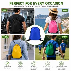Custom Printing Logo Lightweight Polyester <b>Drawstring</b> <b>Backpack</b> Gym Sack Sports Bag Promotional Gift School Travel Cinch Bag - Product Image 2