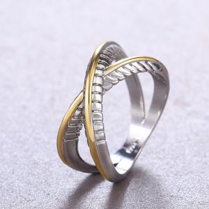Anello a X Bicolore da Donna, Gioiello Creativo Minimalista alla Moda, Aperto e Regolabile, Anello Trendy per Uso Quotidiano - Product Image 4