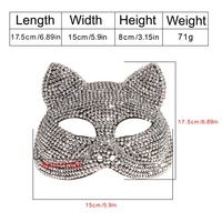 Masque de fête en plastique à strass, motif tête de chat creuse, demi-masque de renard, pour les fêtes et événements, vente en gros